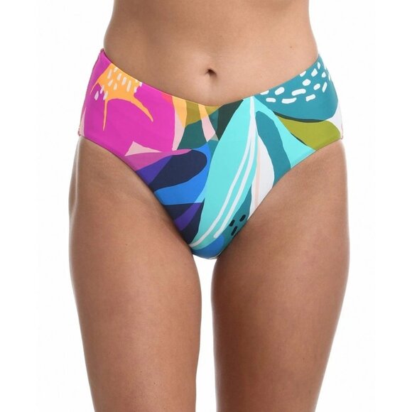 La Blanca Eclectic Shore V-Front High Waist Bikini Bottom Floral Colorful 8 - Picture 1 of 7